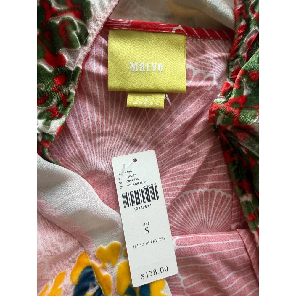 Maeve Anthropologie Pink Floral Burnout Velvet Silk Blend Shift Dress Size S NWT - Picture 13 of 13